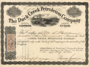 Duck Creek Petroleum Co. - 1865 dated Stock Certificate (Uncanceled)