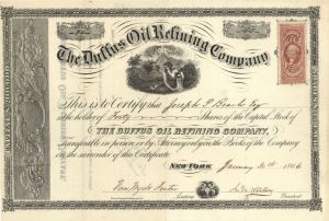 Duffus Oil Refining Co. - 1866 dated Stock Certificate (Uncanceled)