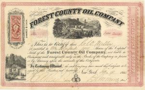 Forest County Oil Co. - 1866 dated Stock Certificate (Uncanceled)