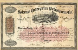 Island Enterprise Petroleum Co. - 1865 dated Stock Certificate