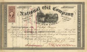 National Oil Co. - 1864 dated Stock Certificate (Uncanceled)