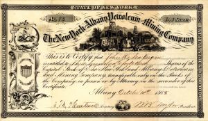 New York and Albany Petroleum and Mining Co. - 1865 dated Stock Certificate (Uncanceled)