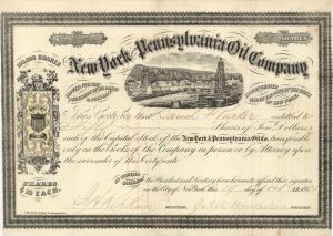 New York and Pennsylvania Oil Co. - 1864 dated Stock Certificate (Uncanceled)