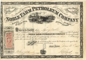 Noble Farm Petroleum Co. - 1865 dated Stock Certificate (Uncanceled)