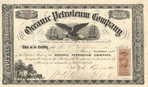 Oceanic Petroleum Co. - 1865 dated Stock Certificate (Uncanceled)