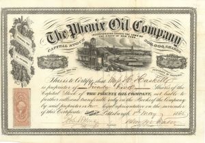 Phenix Oil Co. - 1865 dated Stock Certificate (Uncanceled)