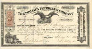 Phillips Petroleum Co. - 1865 dated Oil Stock Certificate (Uncanceled)