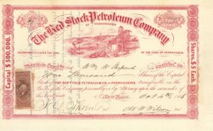 Red Stock Petroleum Co. - 1866 dated Stock Certificate (Uncanceled)