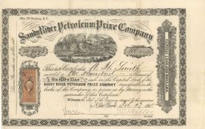 Sandy River Petroleum Prize Co. - 1868 dated Stock Certificate (Uncanceled)