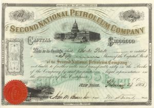Second National Petroleum Co. - 1866 dated Stock Certificate (Uncanceled)