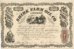 Shirk Farm Oil Co. of Pittsburgh - 1864 dated Stock Certificate (Uncanceled)