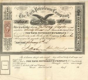 Tack Petroleum Co. - 1865 dated Stock Certificate (Uncanceled)