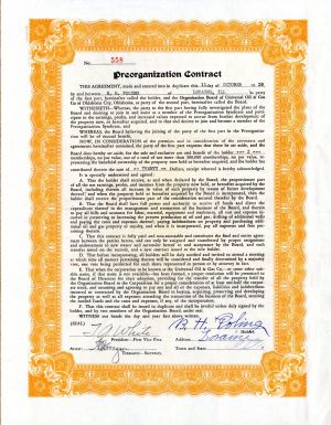 Universal Oil and Gas Co. of Oklahoma City, Oklahoma - 1929 dated Contract (Uncanceled)