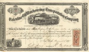 Valentine Oil Warehousing and Transportation Co. - 1867 dated Stock Certificate (Uncanceled)