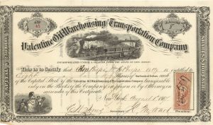 Valentine Oil Warehousing and Transportation Co. - 1867 dated New York Oil Stock Certificate (Uncanceled)