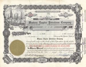Western Empire Petroleum Co. - 1958 dated Stock Certificate (Uncanceled)