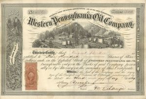 Western Pennsylvania Oil Co. - 1869 dated Pennsylvania Oil Stock Certificate (Uncanceled)