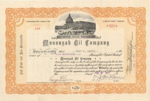 Monongah Oil Co. - 1917 dated Stock Certificate