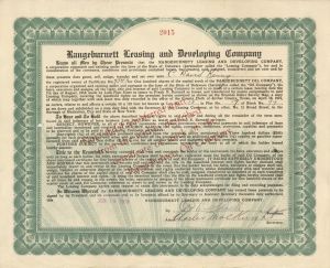 Rangeburnett Leasing and Developing Co. - 1919 dated Stock Certificate