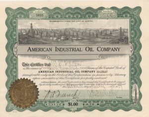 American Industrial Oil Co. -  1917 dated Stock Certificate