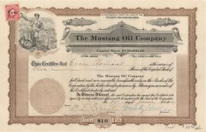 Mustang Oil Co. -  1914-1917 dated Stock Certificate