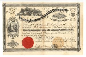 Pennsylvania and Ohio Oil Co. -  1864 dated Stock Certificate