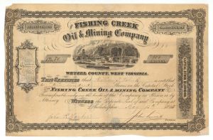 Fishing Creek Oil and Mining Co. - 1865 dated Stock Certificate