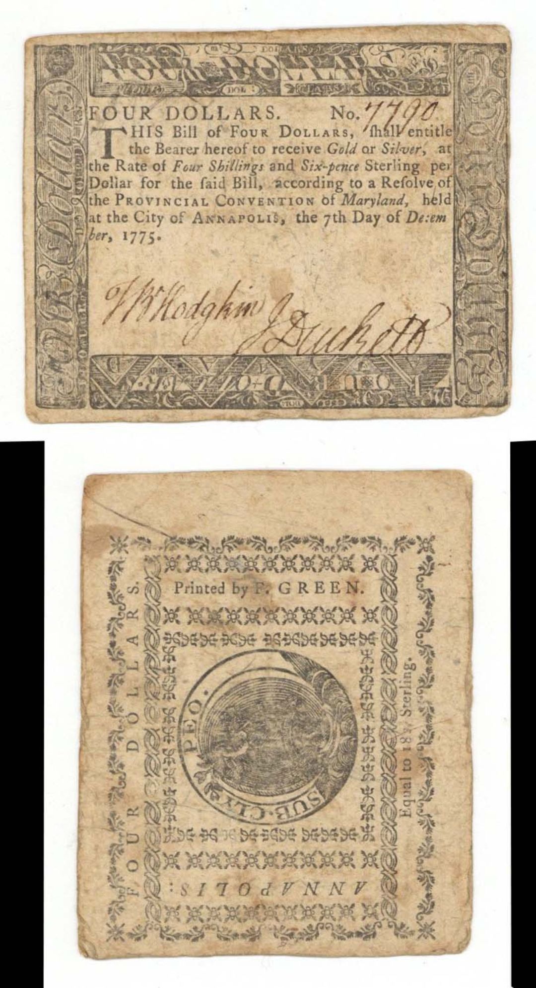 Colonial Currency - FR MD-88 - Dec. 7, 1775 - Colonial Paper Money