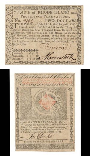 Colonial Currency - FR RI-283 - July 2, 1780 - Paper Money