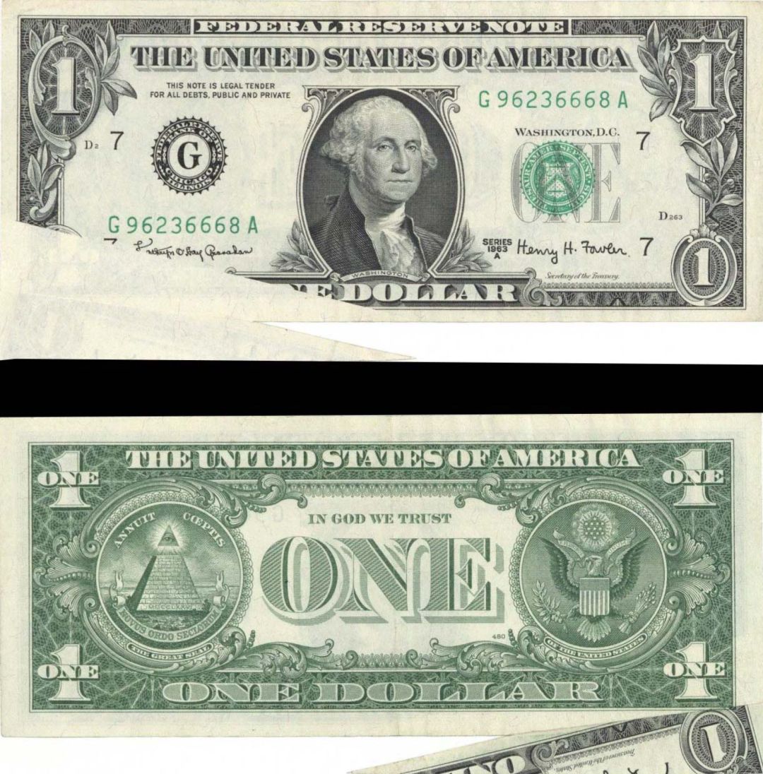 $1 Printed Fold - 1963 A dated Paper Money Error