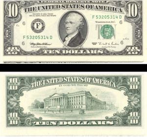 $10 Misaligned Face and Back - 1995 dated Paper Money Error