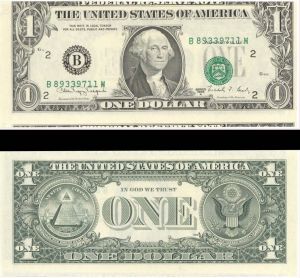 $1 2nd Printing Misaligned - 1988A dated Paper Money Error