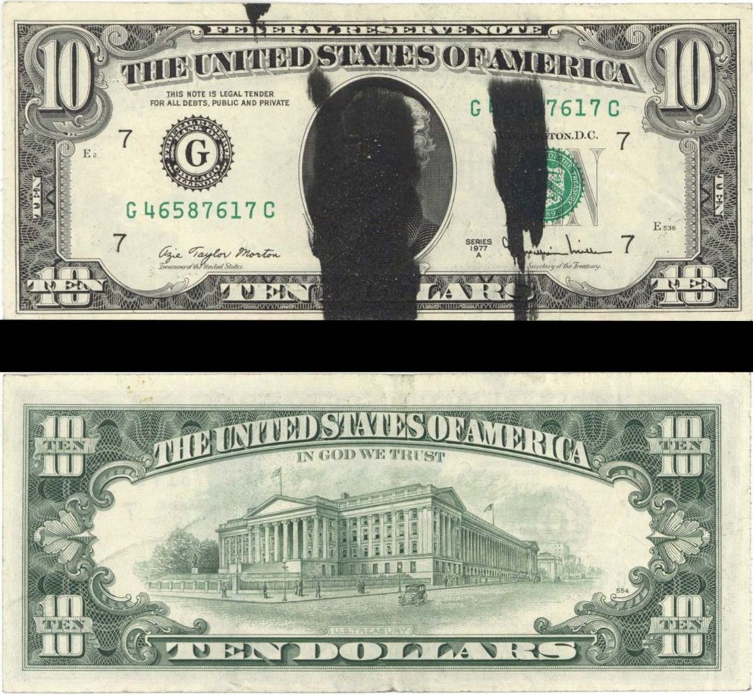 $10 Extreme Ink Smear - 1977A dated Paper Money Error