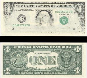 $1 2nd Printing Insufficient Inking - Paper Money Error