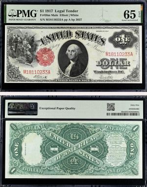 1 Dollar Large Size Note - FR. 38m - 1917 dated Legal Tender - PMG Grade 65 - United States Paper Money
