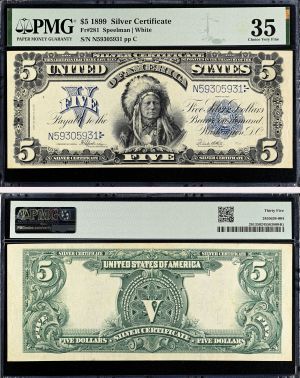 5 Dollars Large Size Note - FR. 281 - 1899 dated Legal Tender - PMG Grade 35 - United States Paper Money