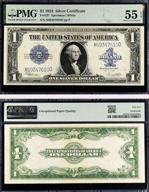 1 Dollar Large Size Note - FR. 237 - 1923 dated Silver Certificate - PMG Grade 55 - United States Paper Money