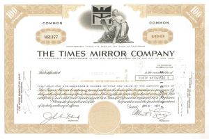 Times Mirror Company - 1970's dated Stock Certificate