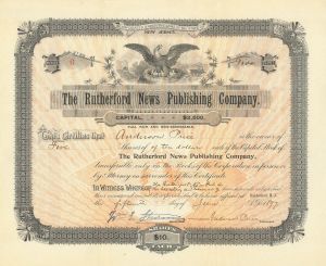 Rutherford News Publishing Co. - Stock Certificate