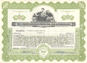 United States Printing and Lithograph Co. - 1956 dated Stock Certificate