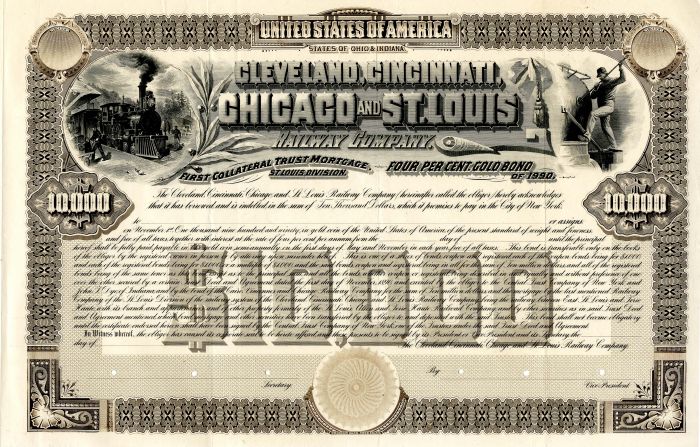 Cleveland, Cincinnati, Chicago and St. Louis Railway Co. - Bond