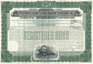 Winston-Salem Southbound Railway - 1915-30's dated $1,000 North Carolina Railroad Gold Bond