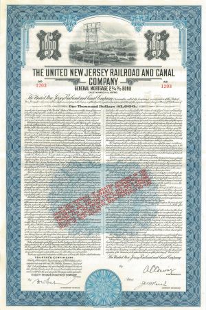 United New Jersey Railroad and Canal Co. - 1951 dated Railway Bond