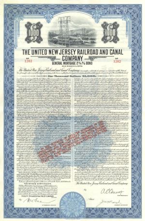 United New Jersey Railroad and Canal Co. - 1951 dated Railway Bond