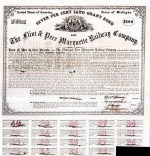 Flint and Pere Marquette Railway -$500  Bond