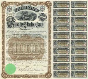 Woodruff Sleeping and Parlor Coach Co. - $1,000 - Bond (Uncanceled)