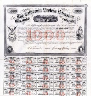 California Eastern Extension Railroad Co. (Uncanceled) - $1,000 1859 dated Bond