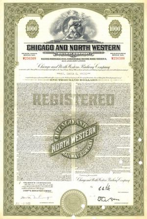 Chicago and North Western Railway Co. - 1939 dated $1,000 Railroad Bond