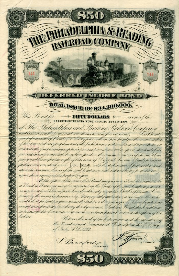 Philadelphia and Reading Railroad Co. - $50 Bond