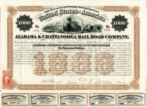 Alabama and Chattanooga Rail Road Co. - $1,000